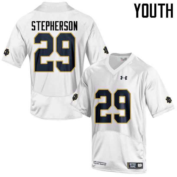 Youth #29 Kevin Stepherson Notre Dame Fighting Irish College Football Jerseys-White - Click Image to Close